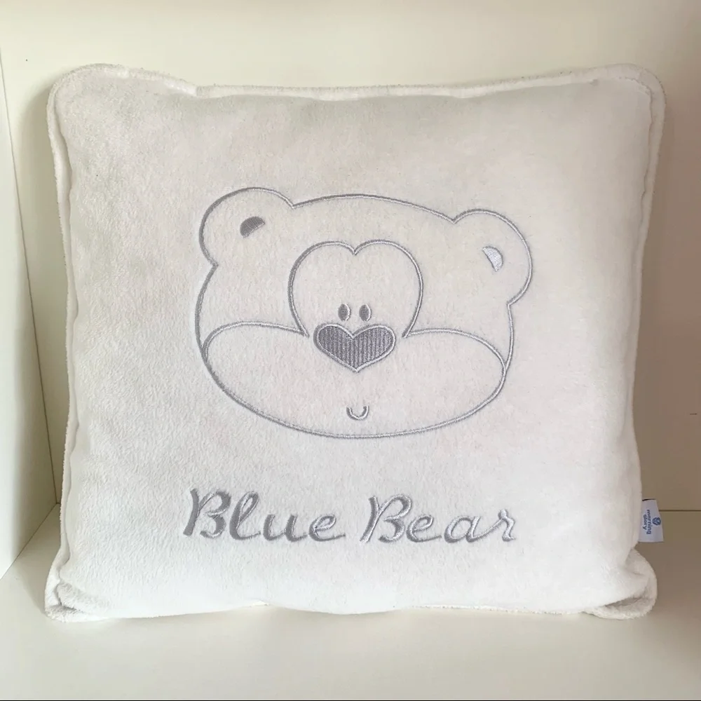Blue bear furry cushion